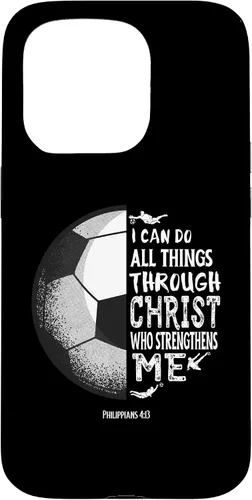 Vista 14 de Funda para iPhone 17 con versículo bíblico de fútbol Christian Sayings Philippians 4:13