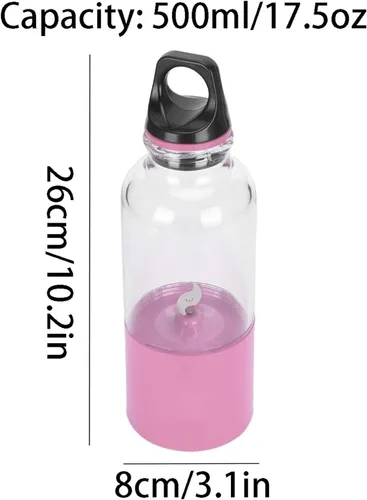 Vista 2 de Powerful Plastic Portable Blender Compact Rechargeable Portable Juicer Cup For Smoothies Ice Blending Juicing 500ml/17.5oz compact