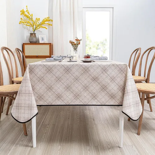 Vista 25 de MYSKY HOME - Mantel para mesa rectangular, impermeable, manteles de algodón suave para interior/exterior, mantel sin arrugas para mesa rectangular