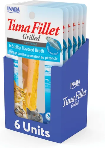 Vista 15 de INABA Filete de atún a la parrilla prémium cortado a mano para gatos, con vitamina E y extracto de té verde, 0.52 onzas cada uno, paquete de 6