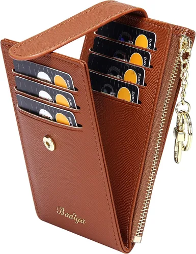 Vista 31 de Badiya Tarjetero para mujeres con RFID, carteras delgadas, plegables, tarjetero multifuncional, monedero