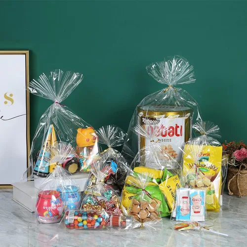 Vista 3 de 200 bolsas de celofán planas de celofán de 5 x 11 pulgadas con lazos torcidos de 6 colores, embalaje de galletas, dulces, postres de regalo, bolsas