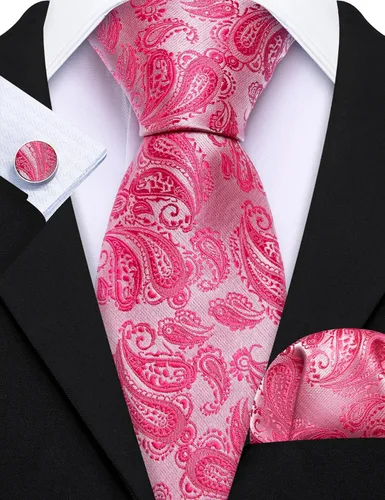 Vista 70 de Barry.Wang - Juego de corbata de seda para hombre, diseño de cachemira, pañuelo y gemelos de bolsillo