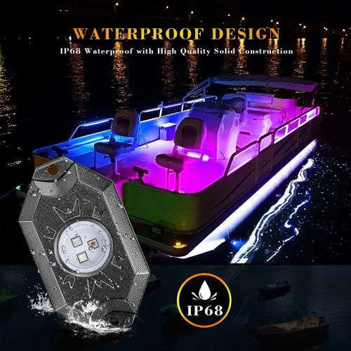 Vista 2 de Kits de luces LED RGB con control Bluetooth, impermeables, multicolor, luces LED de neón subterráneo, luces para camión, SUV, ATV, UTV, barco