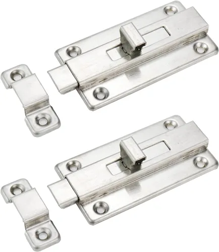 Vista 5 de Cerradura de pestillo deslizante 2-1/2" Perno de barril de acero inoxidable - 2 piezas