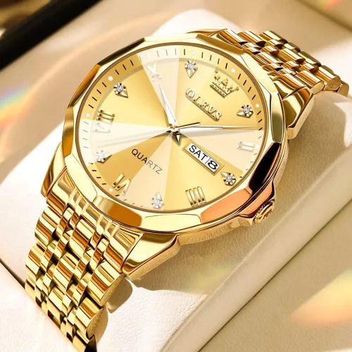 Vista 2 de OLEVS Reloj para Hombre Mujer Cara Grande Unisex Diamante Lujo Vestir Analógico Cuarzo Acero Inoxidable Impermeable Luminoso Fecha Negocios Informal