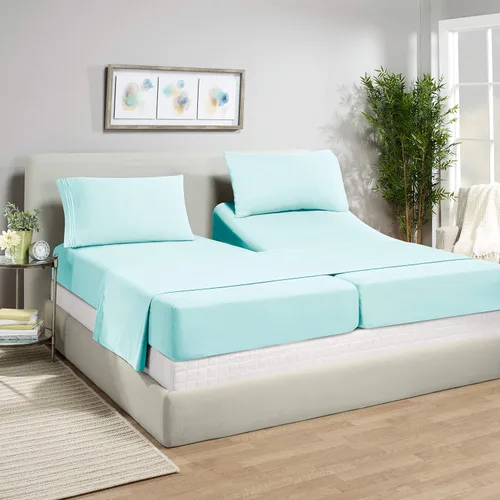Vista 49 de Juego de sábanas de lujo Juego de cama de lujo, bolsillo extra profundo Juego de sábanas ajustable, sábana de arriba y 2 fundas de almohada, ropa