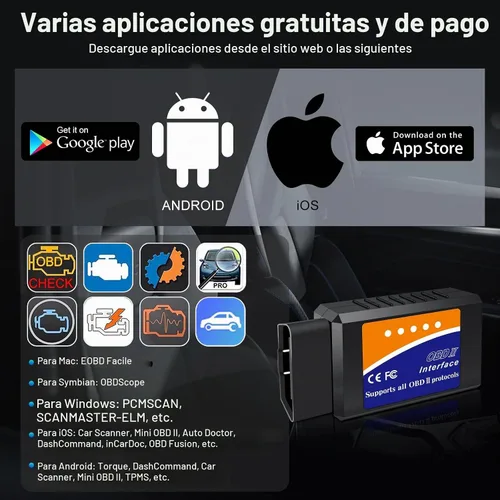 Vista 3 de Escáner Bluetooth OBD2 para iPhone, iOS, Android, Windows, lector de código de coche, herramienta de escaneo de diagnóstico automático mejorado