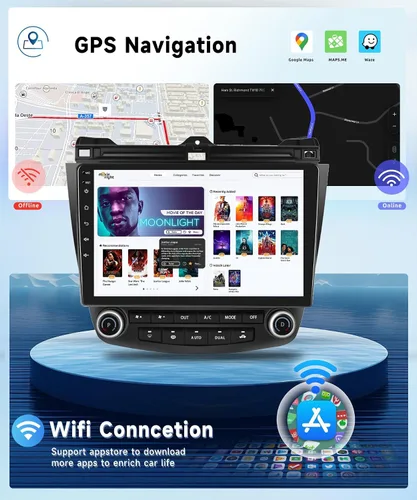 Vista 5 de Para Honda Accord 7th 2003 2004 2005 2006 2007 Android Car Stereo con Carplay inalámbrico/Android Auto 10.1 "Pantalla táctil Autoradio Soporte WiFi