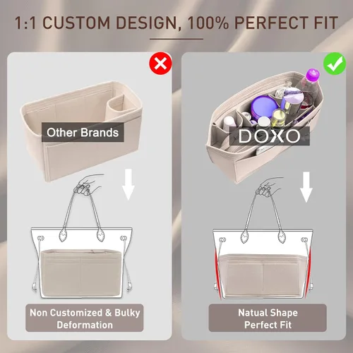 Vista 5 de Doxo Organizador de bolso para bolsos y moldeador de base, juego de 2 piezas, organizador de fieltro, organizador de bolsas con cremallera, 7