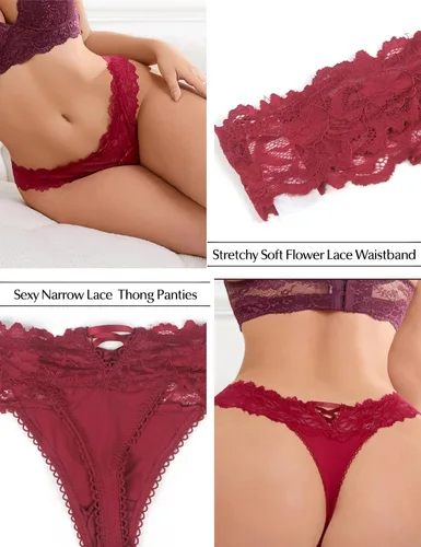 Vista 100 de ohyeah Tangas sexy de encaje tangas bragas de tiro bajo ropa interior para mujer de algodón entrepierna braga tangas bragas 4-18