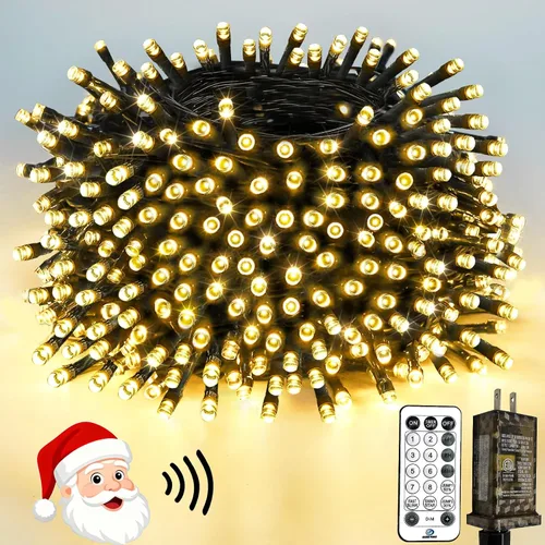 Vista 26 de Luces de Navidad controladas por voz con control remoto, cadena de 300 luces LED de 99 pies para interiores y exteriores con 12 modos, 3