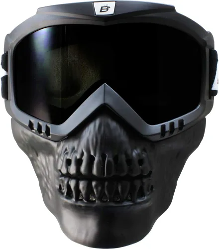Vista 10 de Birdz Skullbird - Gafas protectoras acolchadas para motocicleta ATV, color negro, con cubrebocas