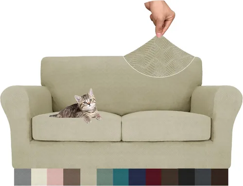 Vista 119 de MAXIJIN 2 piezas de fundas para silla con brazos, funda para silla de sofá para sala de estar, funda elástica para perros para una silla con 1 cojín