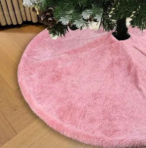 Vista 10 de AISENO Falda de árbol de Navidad de 60 pulgadas, decoración navideña de felpa de piel sintética beige para árbol de Navidad, fiesta festiva