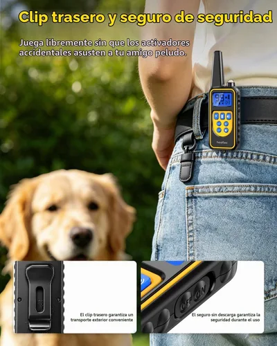 Vista 6 de Collar eléctrico de entrenamiento para perros con control remoto de 1640 pies, E-Shock, modos de entrenamiento seguros, collares impermeables IP67