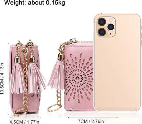 Vista 5 de APHISON RFID - Porta tarjeta de crédito con cremallera carteras pequeñas para mujer en cuero estilo girasol para mujer y niña caja de regalo 1927
