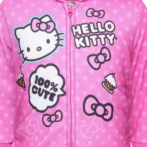 Vista 4 de Hello Kitty Sudadera con capucha y cremallera para niñas, para bebés, niños pequeños y niños pequeños