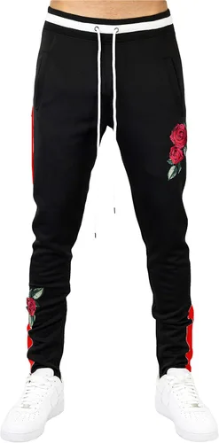 Vista 2 de Bleecker and Mercer Mens Hip Hop Activewear Slim Fit Athletic Track Jogger Pants Side Stripe Taping Zipper Bottom