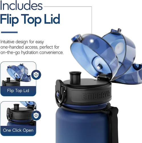 Vista 4 de Embrava Botella de agua deportiva - 32oz grande - Tapa de cierre rápido para beber rápidamente - Libre de BPA y BPS - A prueba de fugas, tapa