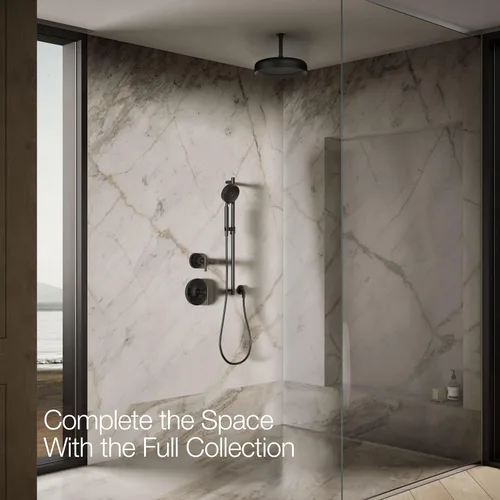 Vista 7 de KOHLER 26291-G-BL Statement™ Cabezal de lluvia redondo de 12" de una sola función, 1.75 gpm, negro mate