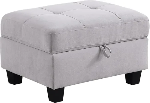Vista 11 de Sofá otomano con almacenamiento, color gris oscuro, tapizado de terciopelo, otomano cuadrado grande como tumbona para completar sofás seccionales