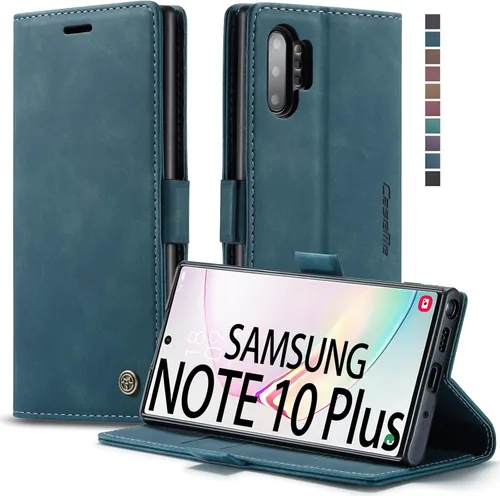 Vista 12 de Funda tipo cartera para Samsung Galaxy Note 10+ Plus, con soporte magnético, de piel sintética, con ranuras para tarjetas de crédito y tarjetas