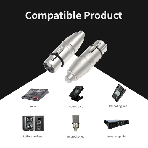 Vista 2 de Paquete de 3 adaptadores RCA hembra a XLR de 3 pines, convertidor de género cambiador de audio, adaptador XLR a RCA para amplificador mezclador