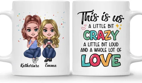 Vista 8 de Gossby Taza de café personalizada de la amistad, regalo personalizado Besites para mujeres con diseño de muñeca, nombre, cita – cumpleaños, Navidad