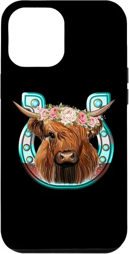 Vista 26 de Floral Highland Cow Heifer Horseshoe Western Country Case for iPhone 16