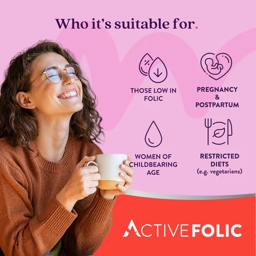 Vista 7 de Suplemento activo de ácido fólico, 400 mcg, apoya el embarazo, desarrollo fetal, combate el cansancio, la fatiga, la máxima absorción