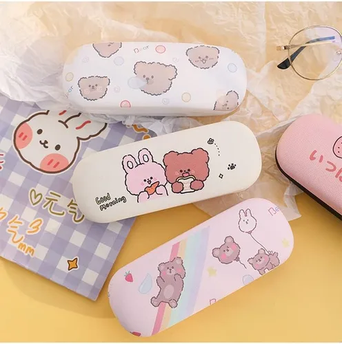 Vista 5 de Kawaii - Fundas rígidas para lentes de cáscara dura, bonita funda protectora estética, soporte de caja de almacenamiento para suministros de regreso