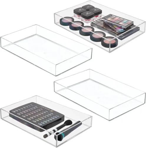Vista 9 de Organizador Clarity de InterDesign para tocador, adecuado para cosméticos y productos de belleza, 8 x 12 x 2 pulgadas, transparente, Transparente