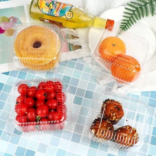 Vista 5 de 250 unidades de 5 x 5 pulgadas Clamshell bandeja para llevar recipientes de plástico con bisagras para alimentos, caja de comida desechable