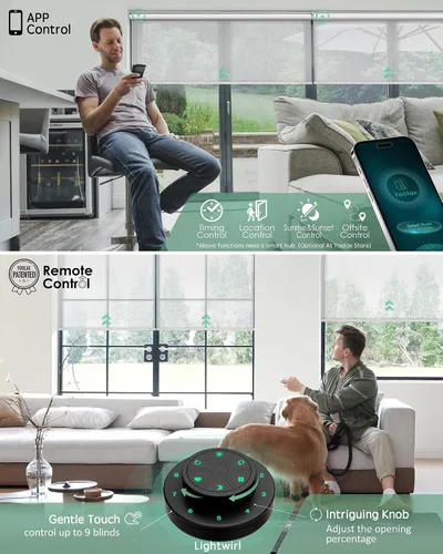 Vista 3 de Yoolax Persianas motorizadas con control remoto, persianas enrollables inteligentes transparentes que funcionan con Alexa, Google, Apple Home Blanco