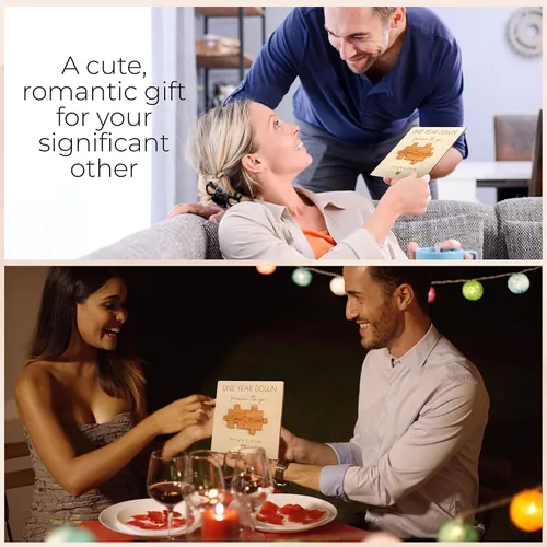 Vista 6 de STOFINITY Tarjeta de Aniversario de 1 Año para Novio Novia - Tarjetas de Feliz Primer Aniversario para Hombres, 1ª Tarjeta de Citas de Papel