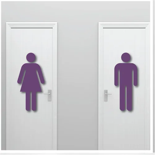 Vista 5 de Letrero grande de 20 pulgadas de alto para pared de hombre y mujer, adhesivo fuerte seguro para pared, diseño artístico mural para baño, baño, baño