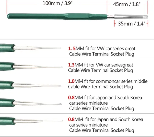 Vista 8 de Herramienta de desmontaje de cableado, 5 unids/set automotriz arnés de cableado terminal enchufe enchufe pin extracción kit de herramientas