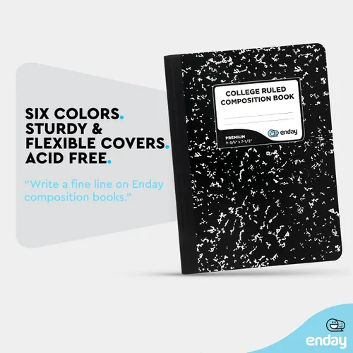 Vista 4 de Emraw cuaderno de composición con cubierta de estilo mármol de color blanco y negro, con 100 páginas de papel blanco con renglones angostos, 2
