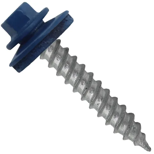 Vista 53 de 12 tornillos para techos de metal gris ABC de 1-1/2 pulgadas, cabezal de arandela hexagonal, arranque automático/roscado, arandela EPDM. 1 bolsa