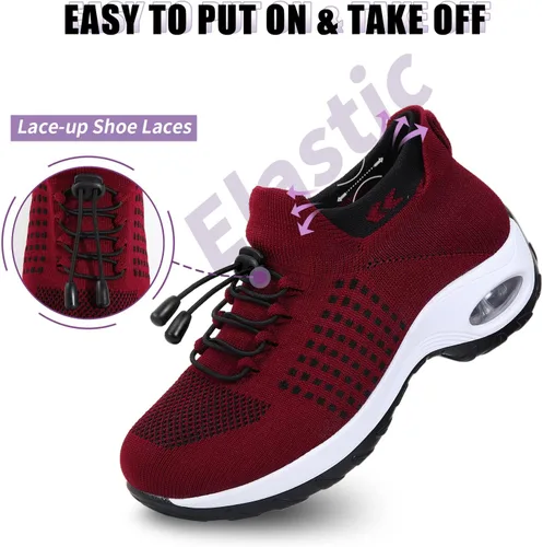 Vista 4 de STUNAHOME Zapatos deportivos ortopédicos transpirables para mujer, zapatos para caminar sin cordones, cómodos, informales, zapatos atléticos