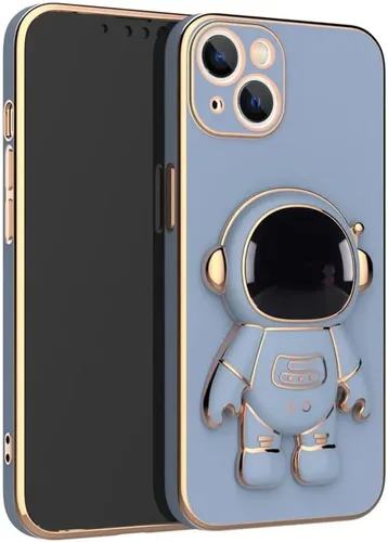 Vista 2 de Funda de astronauta para iPhone 14 iPhone con protector de cámara, TPU suave a prueba de golpes, con soporte de astronauta 2023 (rosa)
