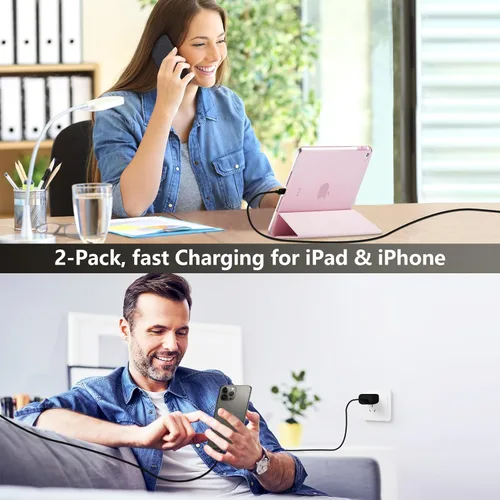 Vista 5 de Cargador de teléfono 17 16 15 de carga rápida, cable de carga USB C de 10 pies de largo con bloque de carga rápida de teléfono tipo C de 20 W