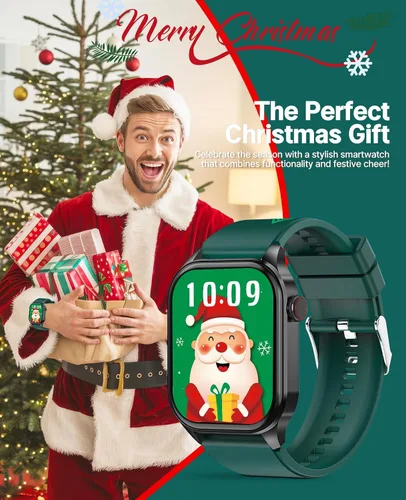 Vista 9 de SOUYIE Reloj inteligente con tema navideño 2025 para hombres y mujeres, Android iPhone, con llamada Bluetooth (respuesta/hacer llamada), rastreador