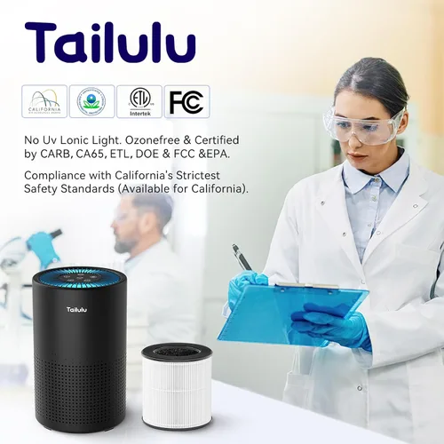 Vista 3 de Purificadores de aire para dormitorio y hogar, Tailulu purificador de aire con filtro HEPA verdadero H14, limpiador de aire silencioso con modo