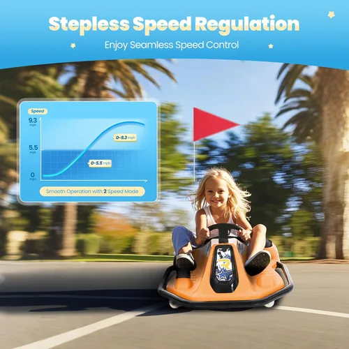 Vista 5 de 24V Go Kart eléctrico de deriva para niños de 3 años en adelante, karts de deriva con función de andar encima, ruedas brillantes mejoradas, coche