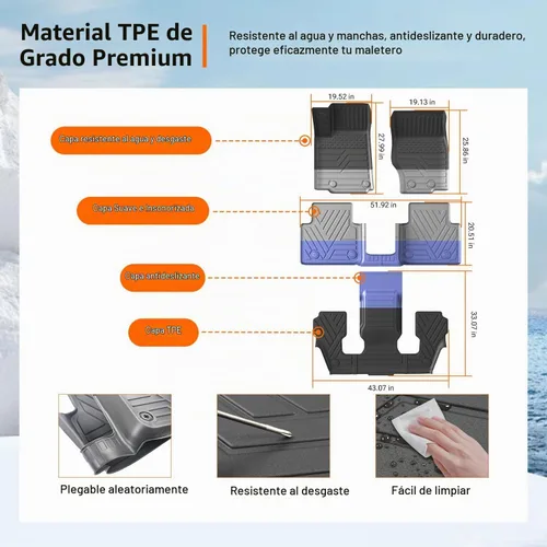 Vista 5 de powoq - Alfombrilla de suelo de 6 asientos compatible con Jeep Grand