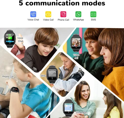 Vista 2 de Wonlex - Reloj inteligente 4G para niños con tarjeta SIM, reloj inteligente GPS para niños, monitor de salud con temperatura, videollamadas, cámara