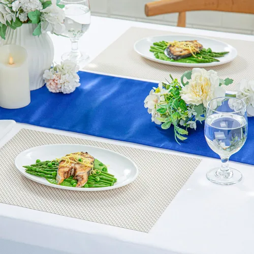 Vista 4 de Restaurantware Voga - Platos llanos de 10 x 7.1 pulgadas, 10 platos ovalados pequeños, resistentes a roturas, aptos para lavavajillas, platos