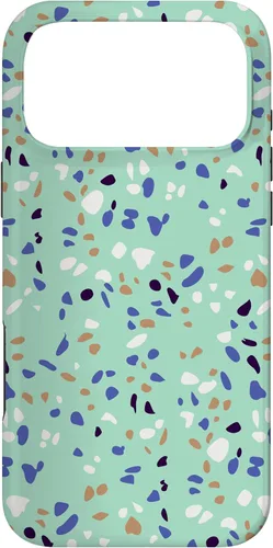 Vista 22 de Fun Vintage Green, Blue, White and Black Terrazzo Case for iPhone 16